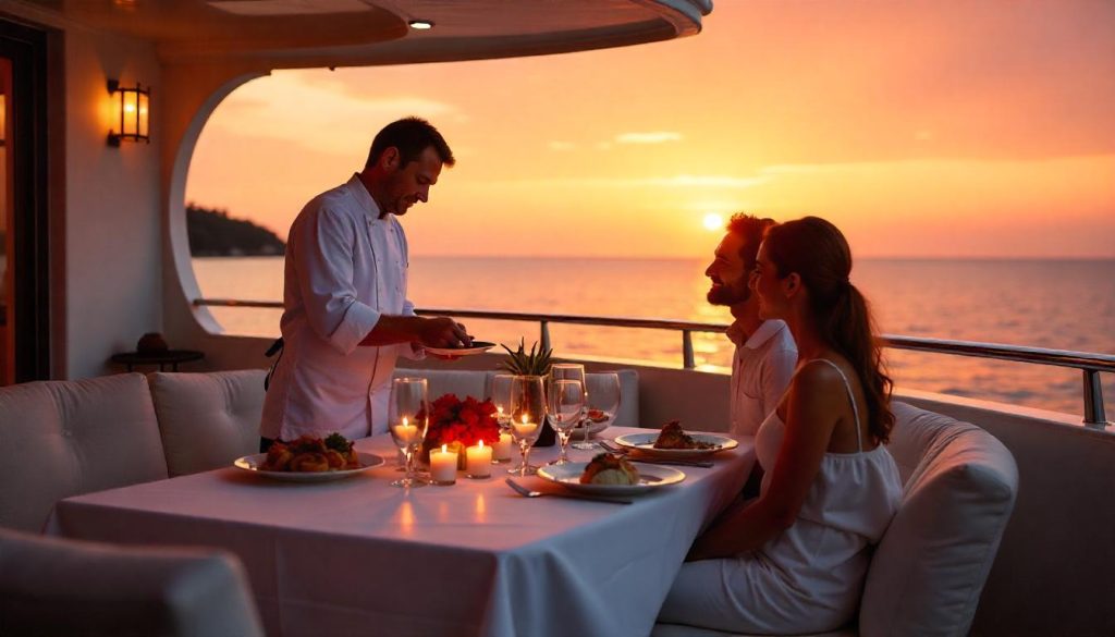 Weekend yacht charter dining